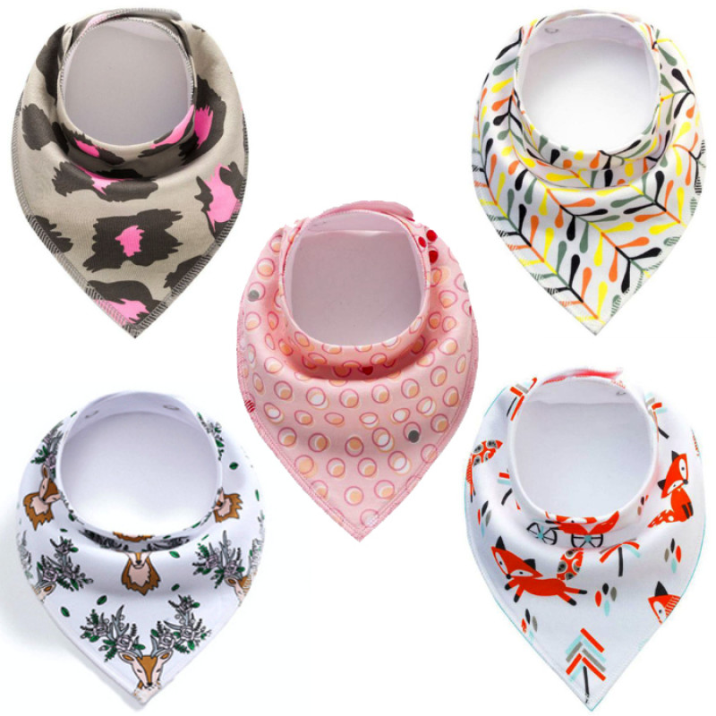 SET 2 Girls 5 Baby Bibs Bandana Handkerchief for Infant Drooling Teething Super Absorbent Bibs Age 0-24M